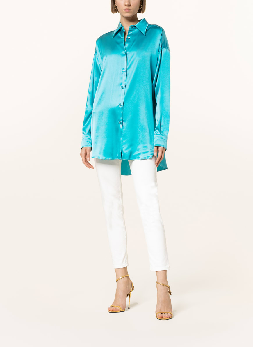 TOM FORD Oversized shirt blouse in silk in turquoise | Breuninger