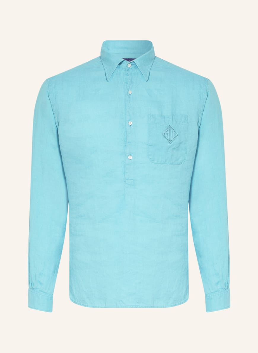 RALPH LAUREN PURPLE LABEL Linen shirt comfort fit in turquoise | Breuninger
