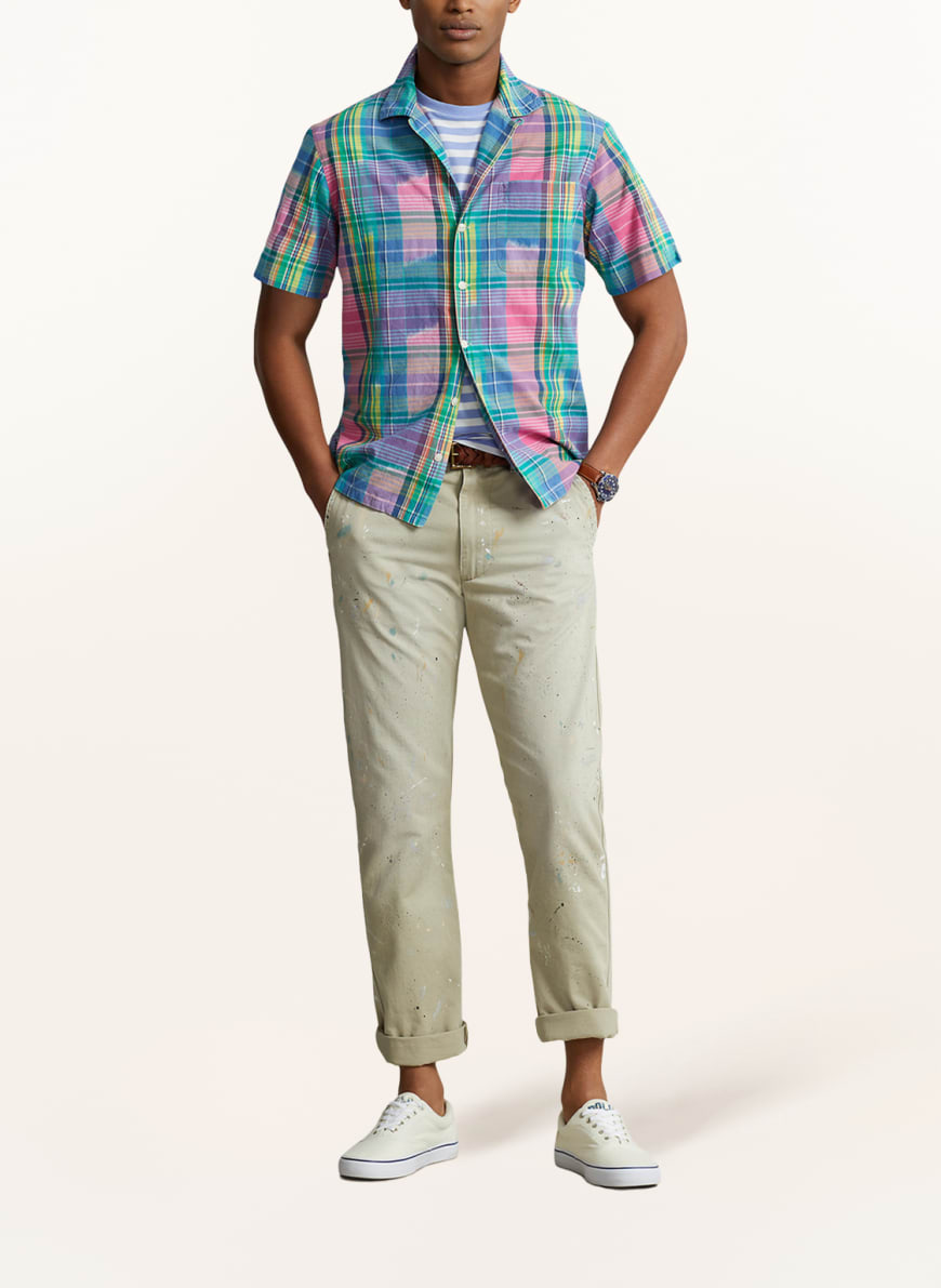 POLO RALPH LAUREN Short sleeve shirt MADRAS classic fit in green/ pink/  blue | Breuninger