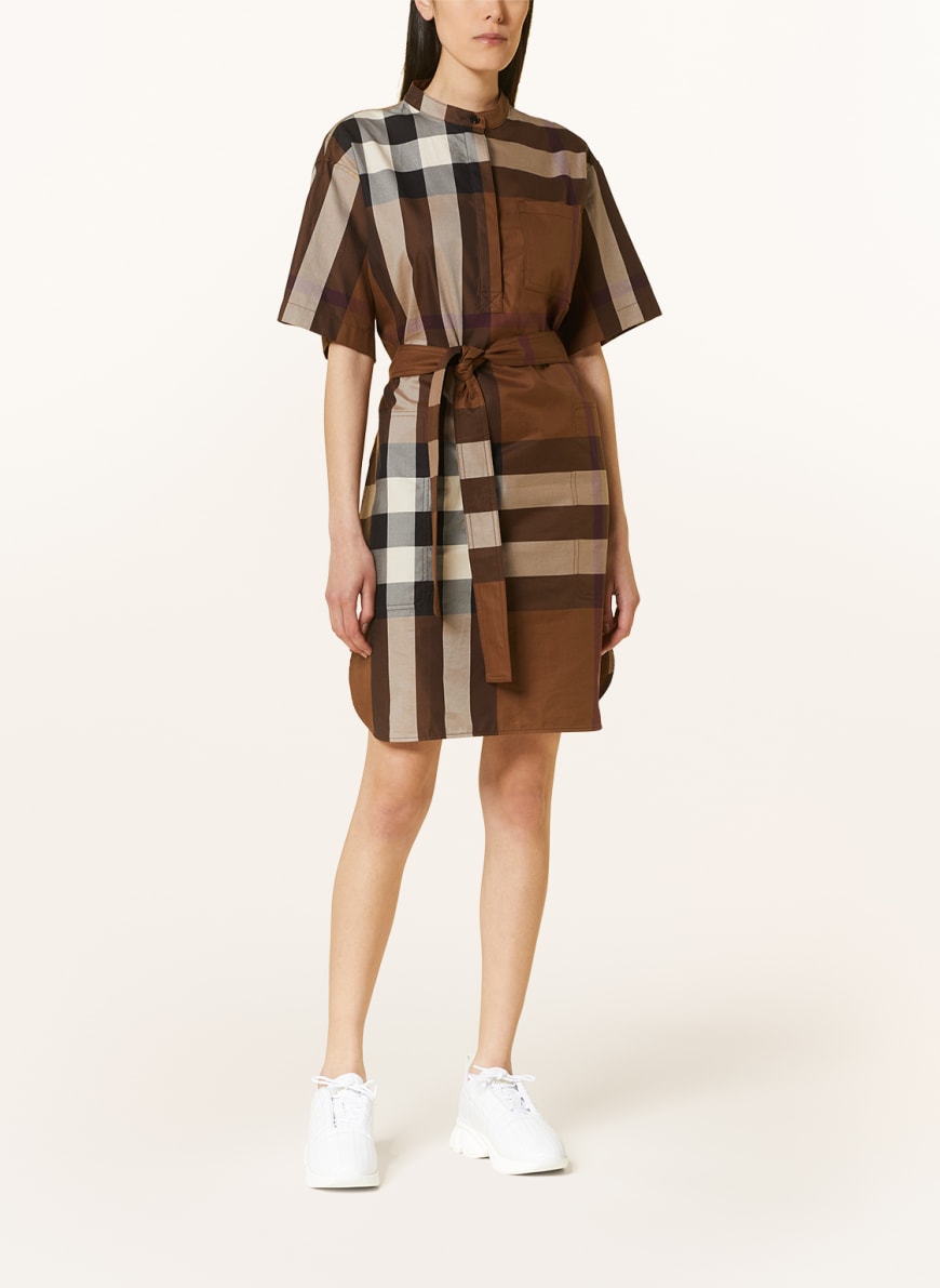 BURBERRY Dress ABBIE in brown dark red white