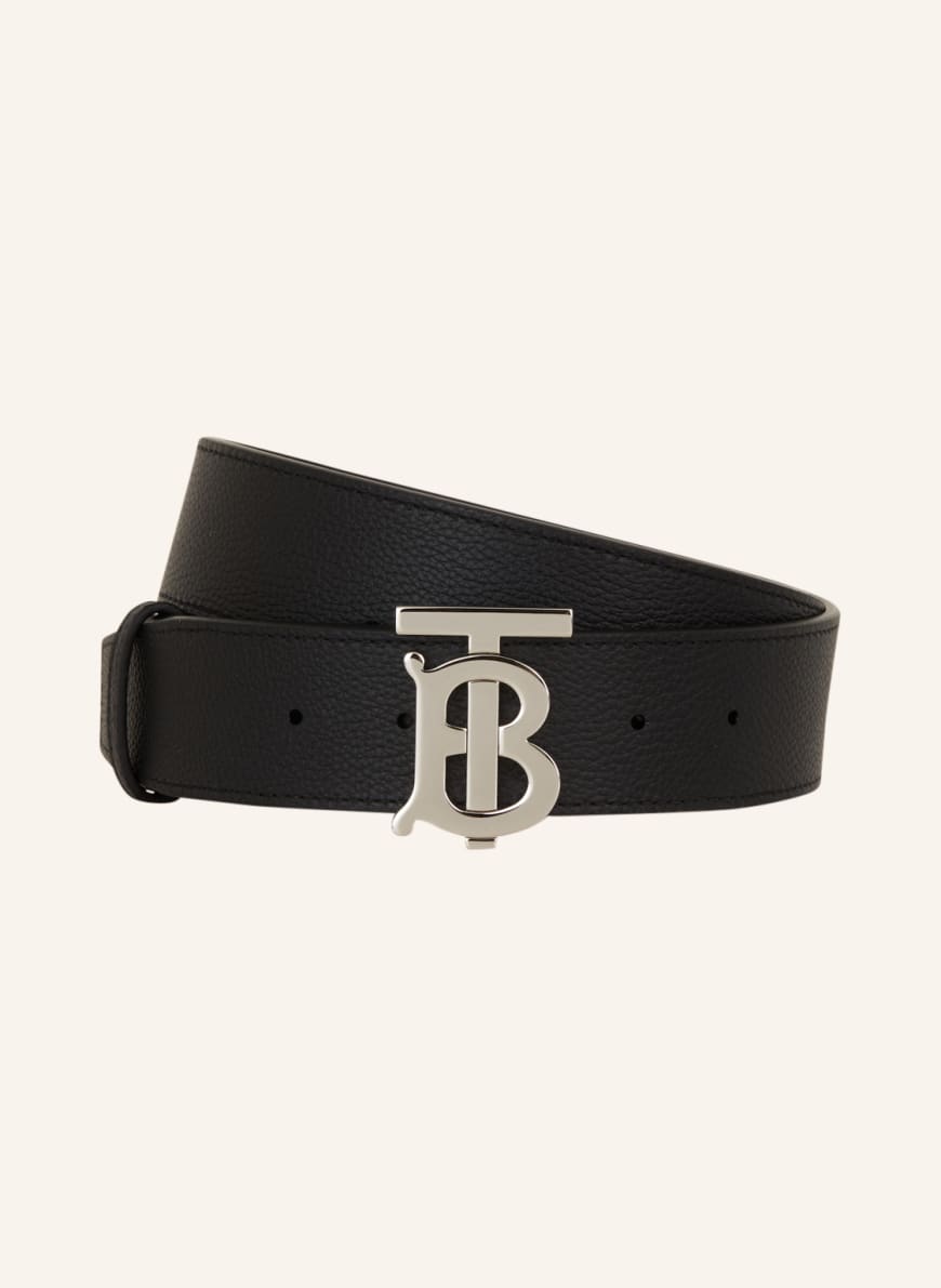 BURBERRY Leather belt TB in black