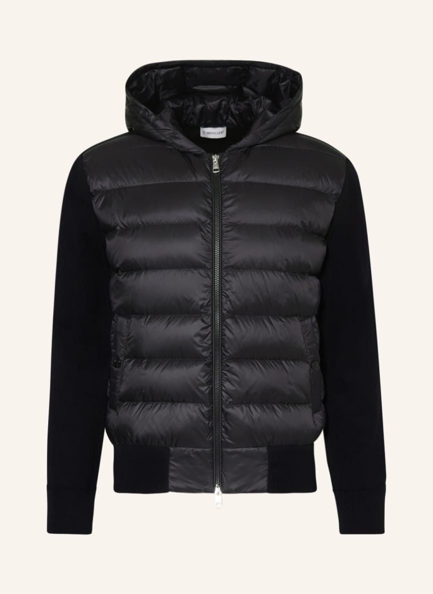 MONCLER Strickjacke im Materialmix in schwarz