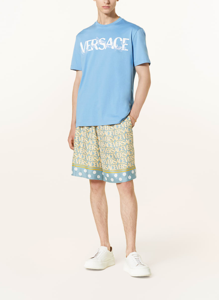 VERSACE T shirt with embroidery in blue