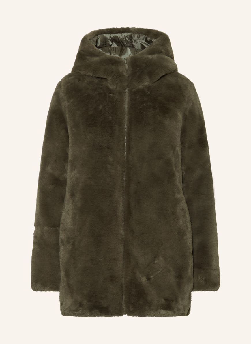 SAVE THE DUCK Reversible quilted coat FURY BRIDGET with faux fur in gray