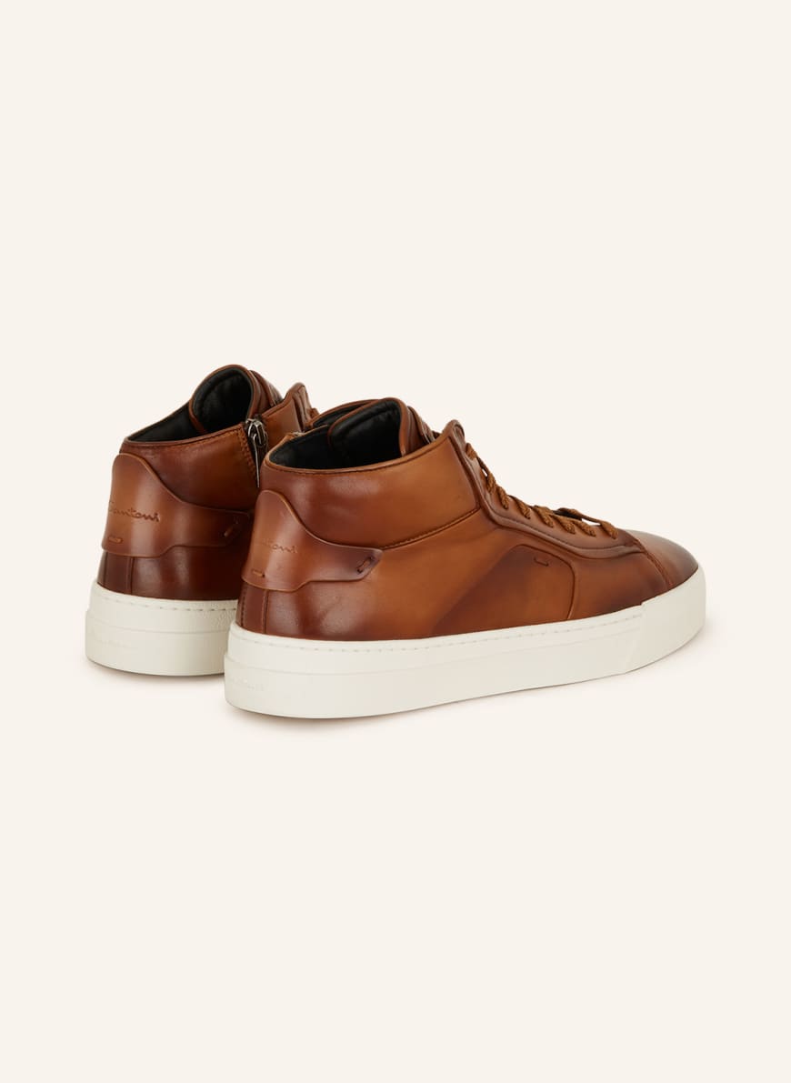 Santoni Hightop-Sneaker in cognac