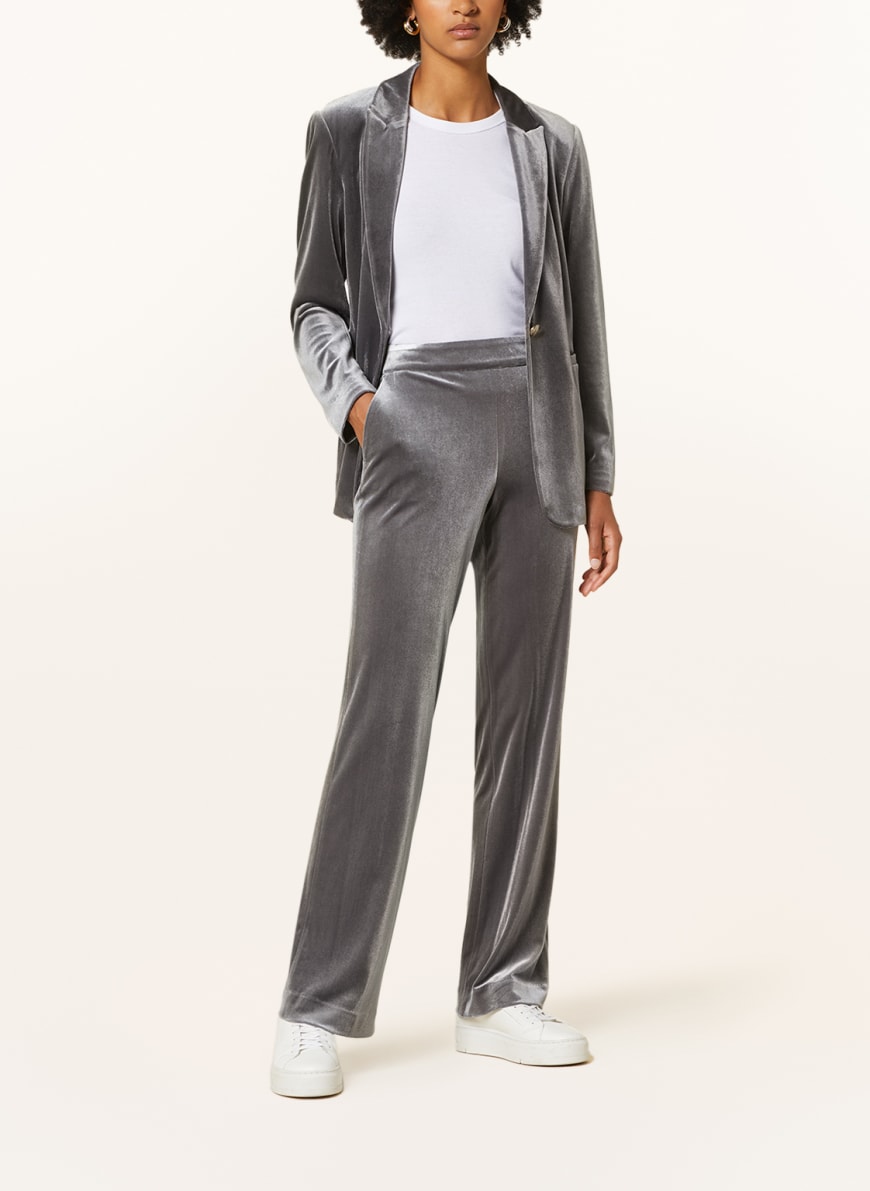 Flared velour trousers - Grey - Kids | H&M IN