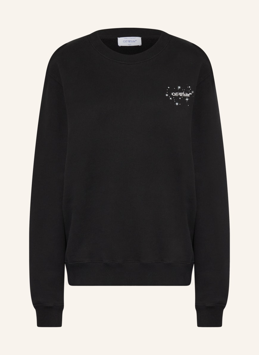 Off-White Sweatshirt with decorative gems in black/ white