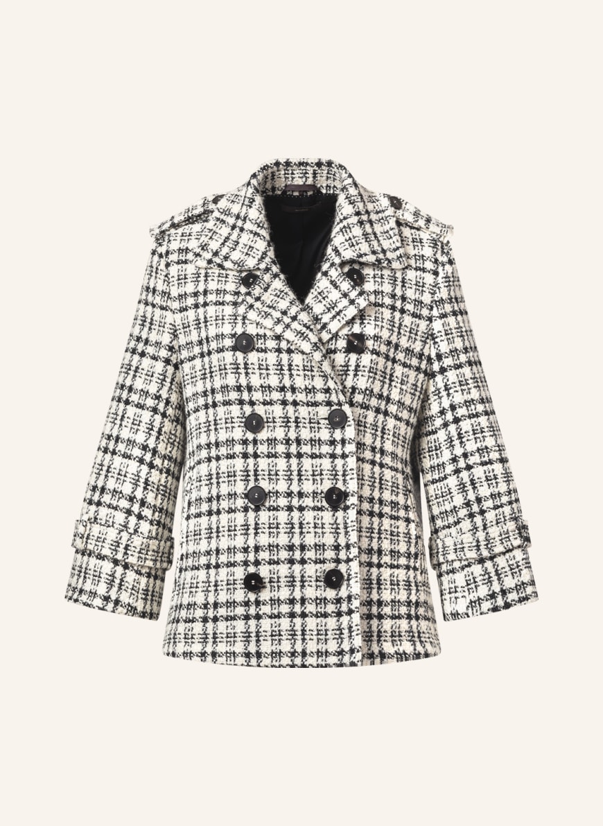 Black and white plaid pea coat