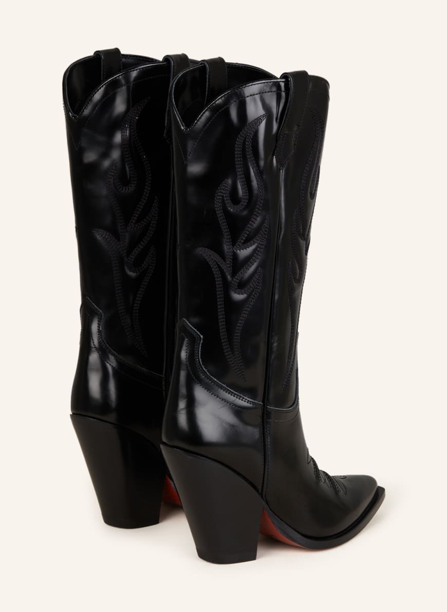 Black patent leather cowboy boots discount