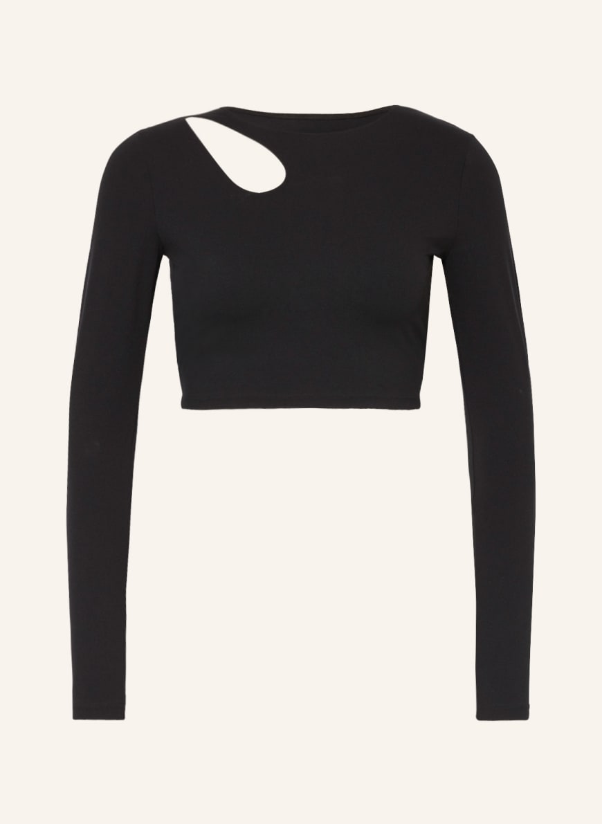 Wolford Cropped long sleeve shirt with cut-out in black