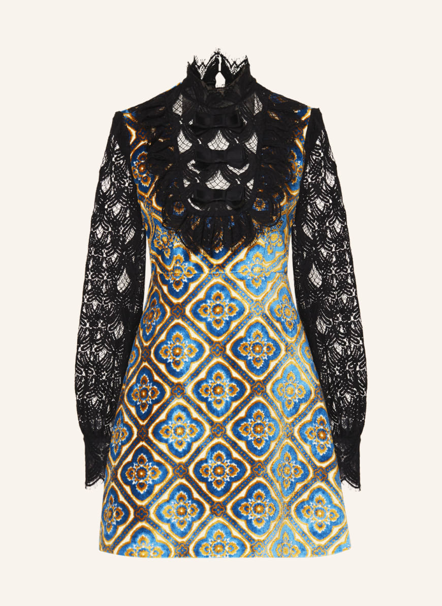 ETRO Robe en mélange de matières en noir/ bleu/ jaune