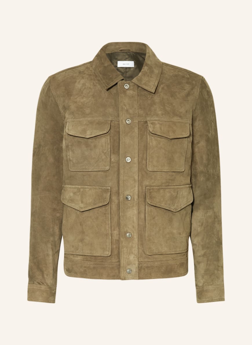 Reiss green clearance leather jacket