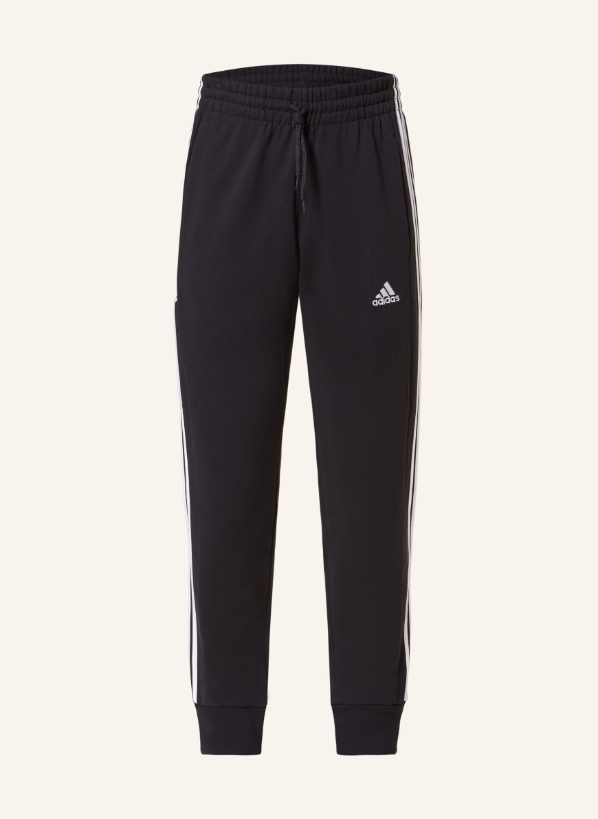 White and black adidas sweatpants best sale