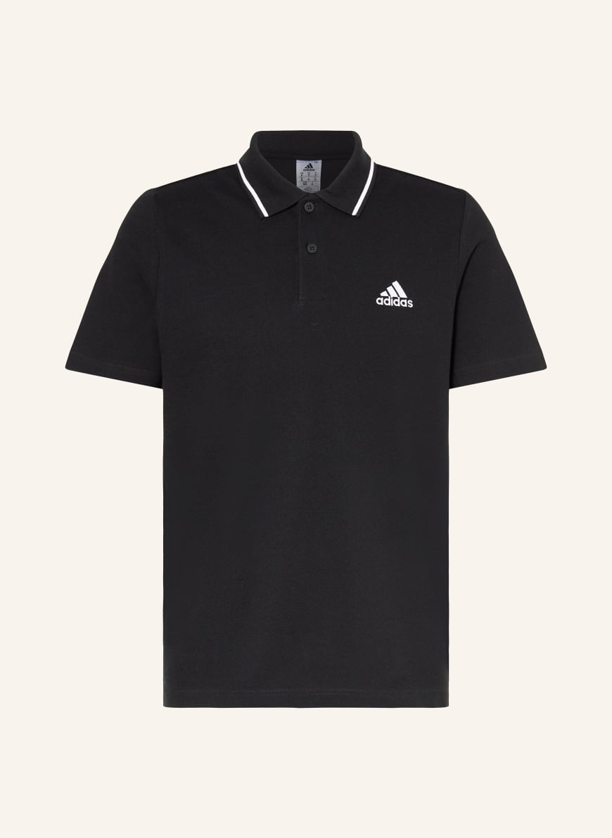adidas Pique polo shirt in black white