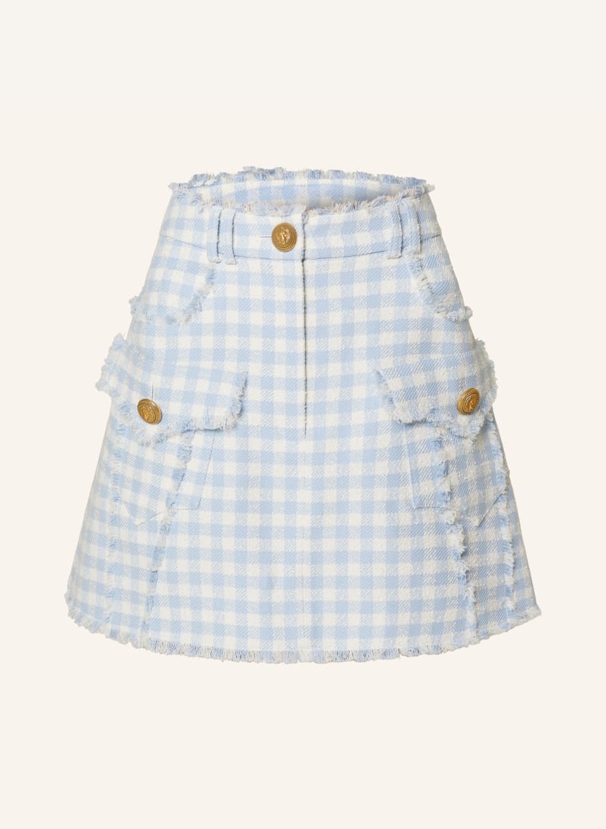 ミニスカート Balmain Light Blue Viscose Blend Miniskirt BALMAIN Skirt in light blue/ white