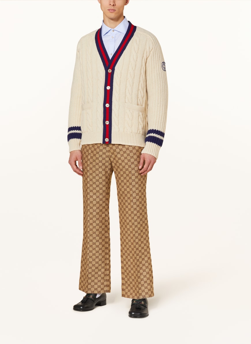GUCCI Cardigan in ecru/ dark blue/ dark red