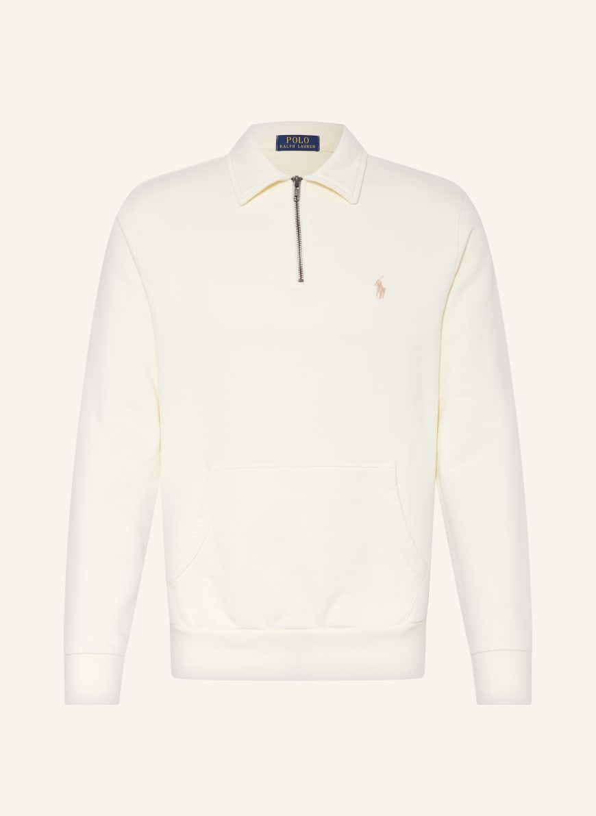POLO RALPH LAUREN Half zip sweater in sweatshirt fabric in cream