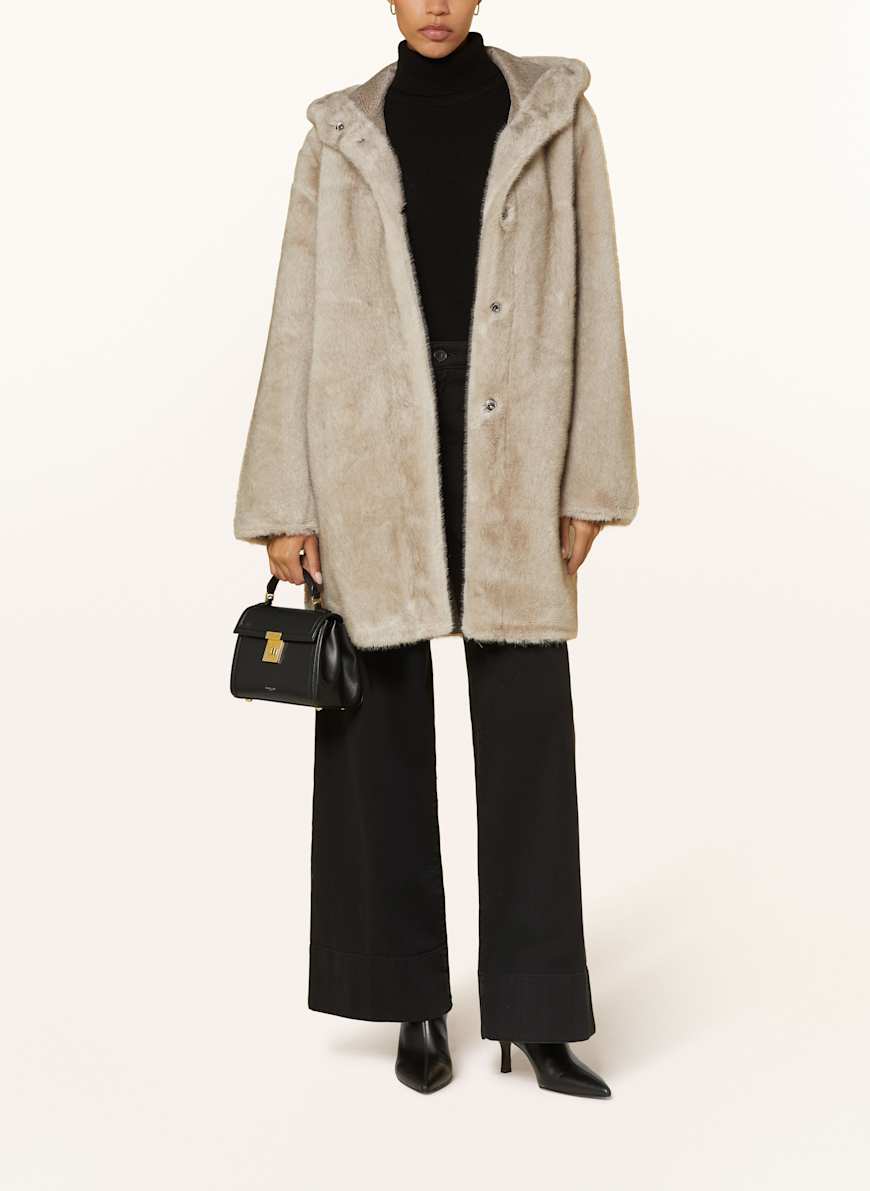 ジャケット・アウター Faux Fur Reversible Coat Reversible Hooded Chinchilla Leather Bomber Jacket