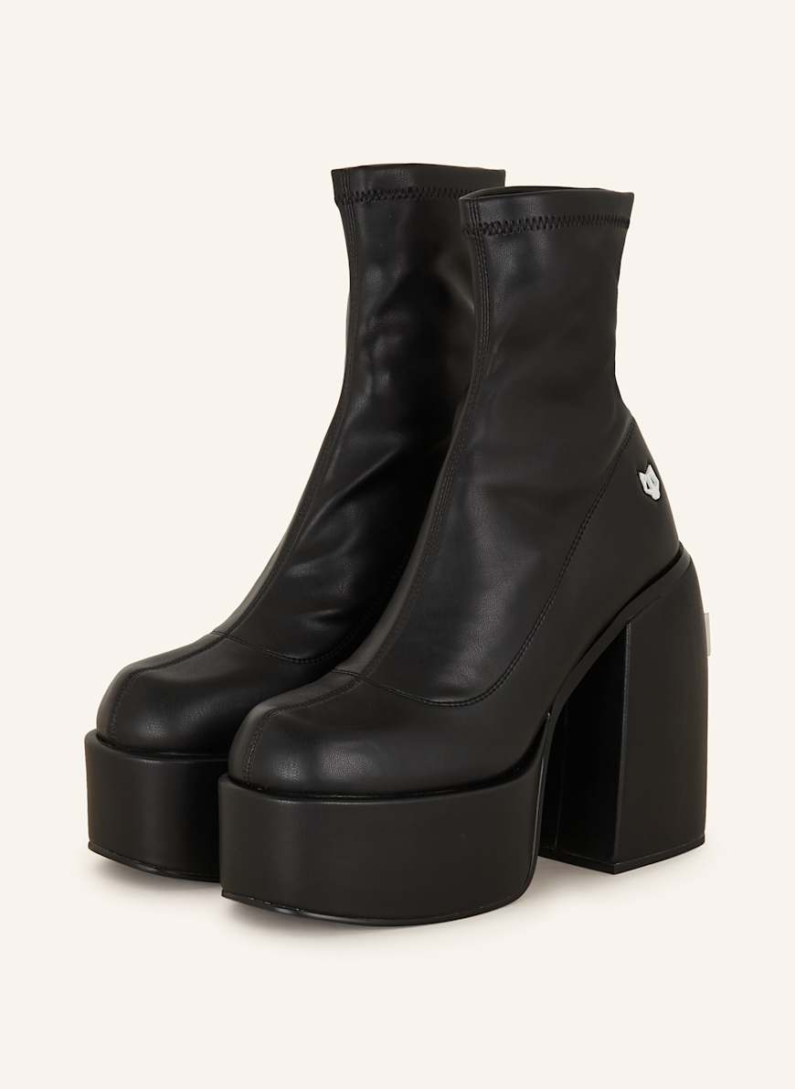 NAKED WOLFE SUGAR BLACK STRETCH ハイヒールブーツ Naked Wolfe Sugar stretch boots for Women - Black in USA | Level Shoes