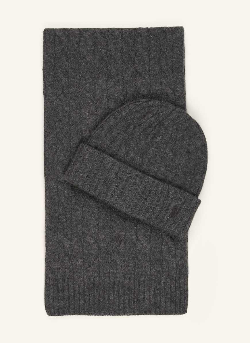 POLO RALPH LAUREN Set Cashmere scarf and hat in gray