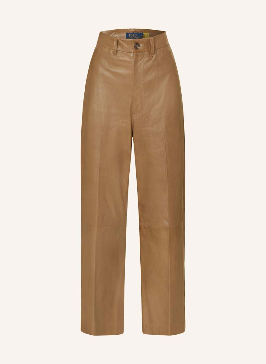 POLO RALPH LAUREN 7 8 leather trousers in camel