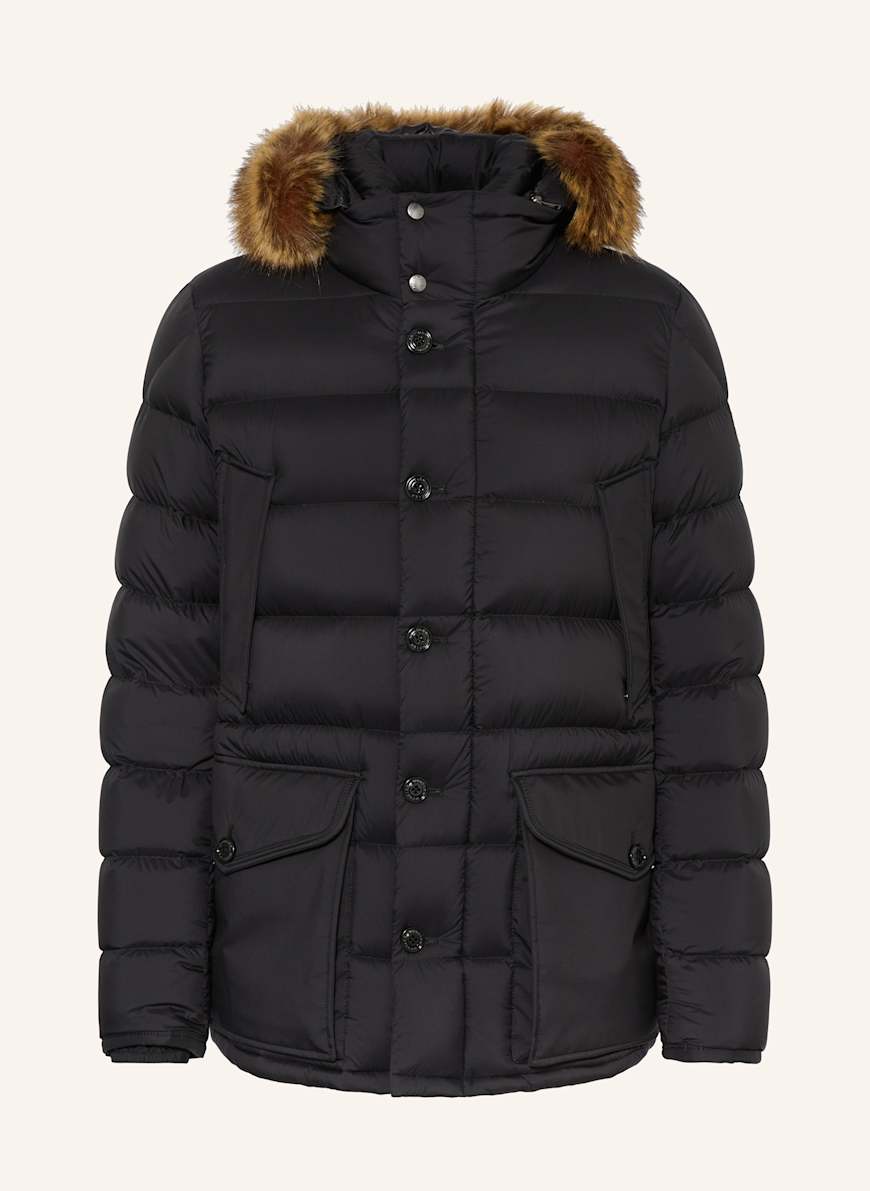 MONCLER CLUNYE down jacket with detachable faux fur in black