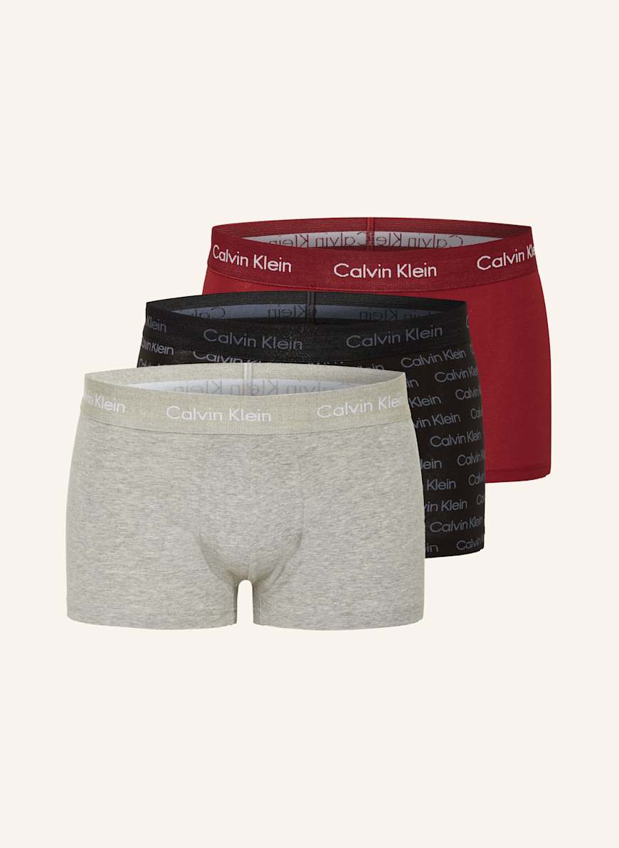 Calvin Klein 3-pack boxer shorts low rise in red/ black/ light gray