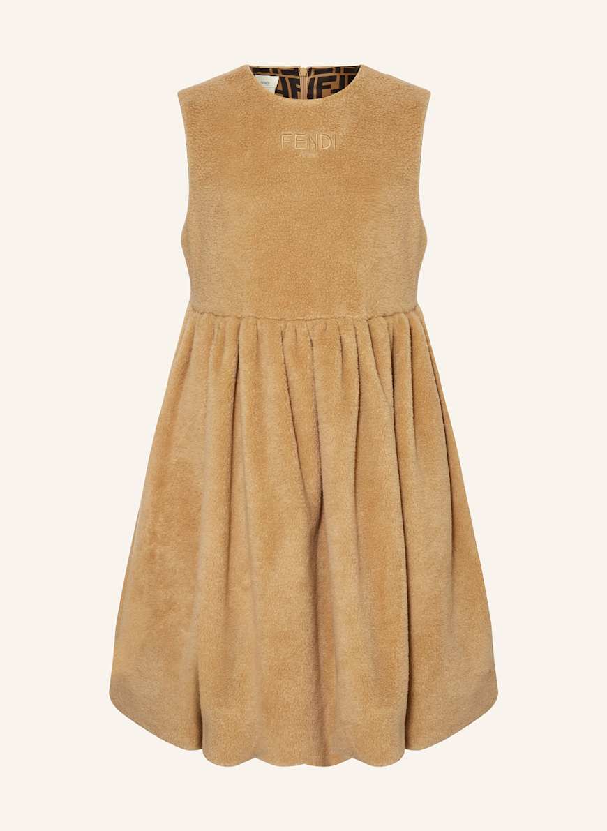 FENDI Kleid mit Teddyfell: CAMEL