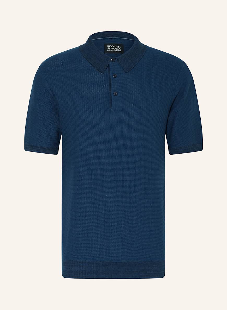 SCOTCH SODA Knitted polo shirt Slim Fit in dark blue