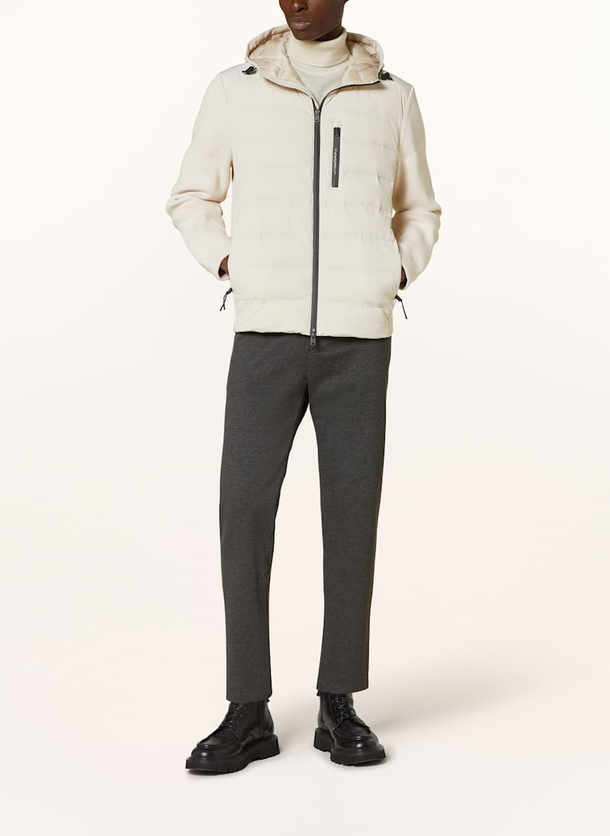 WOOLRICH BERING lightweight down jacket in a mix of materials in cream