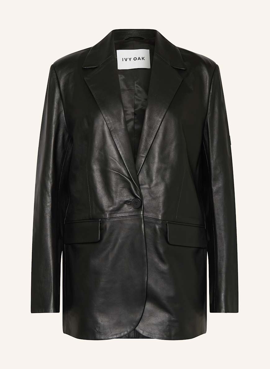 Black oversized leather blazer shop
