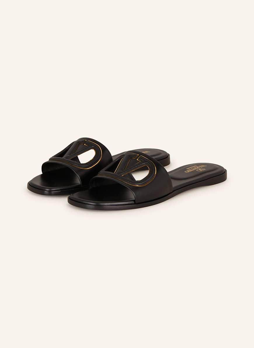 サンダル Valentino Garavani Slides with Vlogo Vロゴ シグネチャー グレインカウハイドレザー スライドサンダル