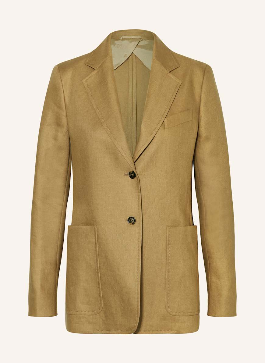 ジャケット MAX MARA GUGLIA SINGLE-BREASTED BLAZER IN LINEN Single-breasted linen blazer, olive green | 