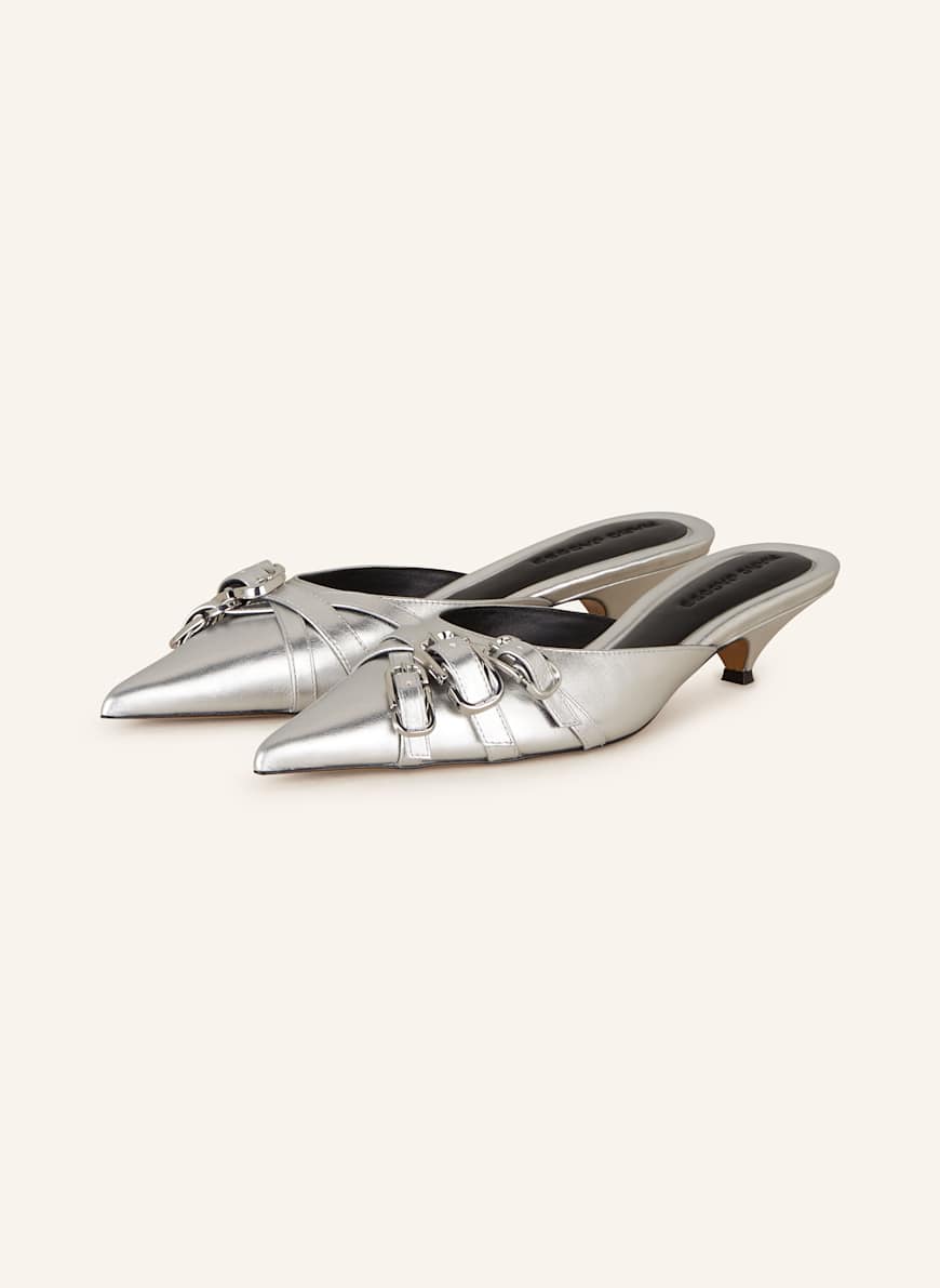 MARC JACOBS Mules THE EMMA KITTEN HEEL: SILBER