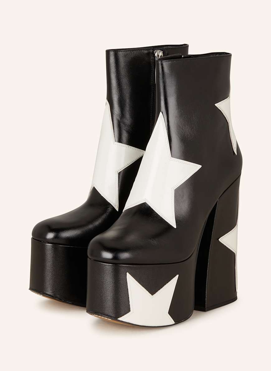 MARC JACOBS Plateau-Boots THE STAR PLATFORM KIKI ANKLE BOOT: SCHWARZ/ WEISS
