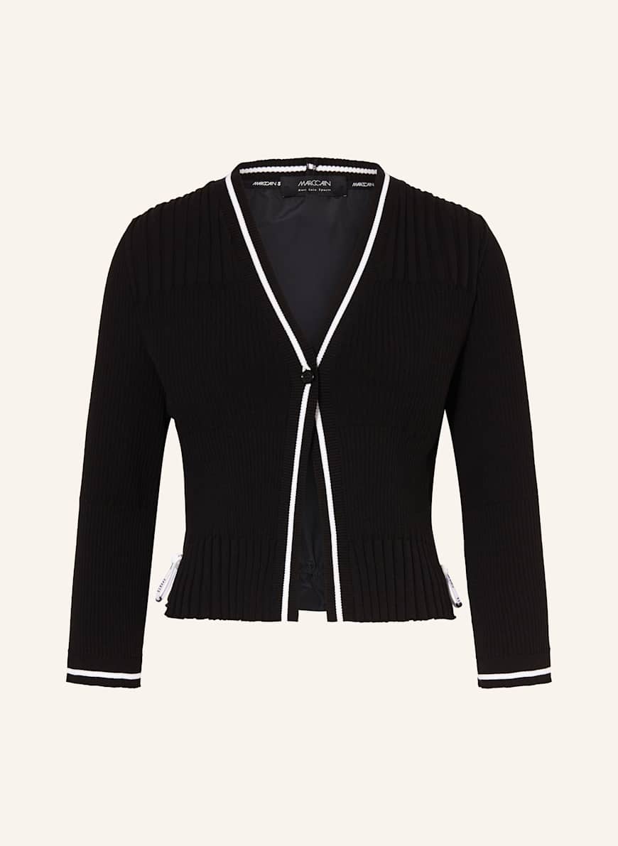 MARC CAIN Strickjacke im Materialmix in schwarz