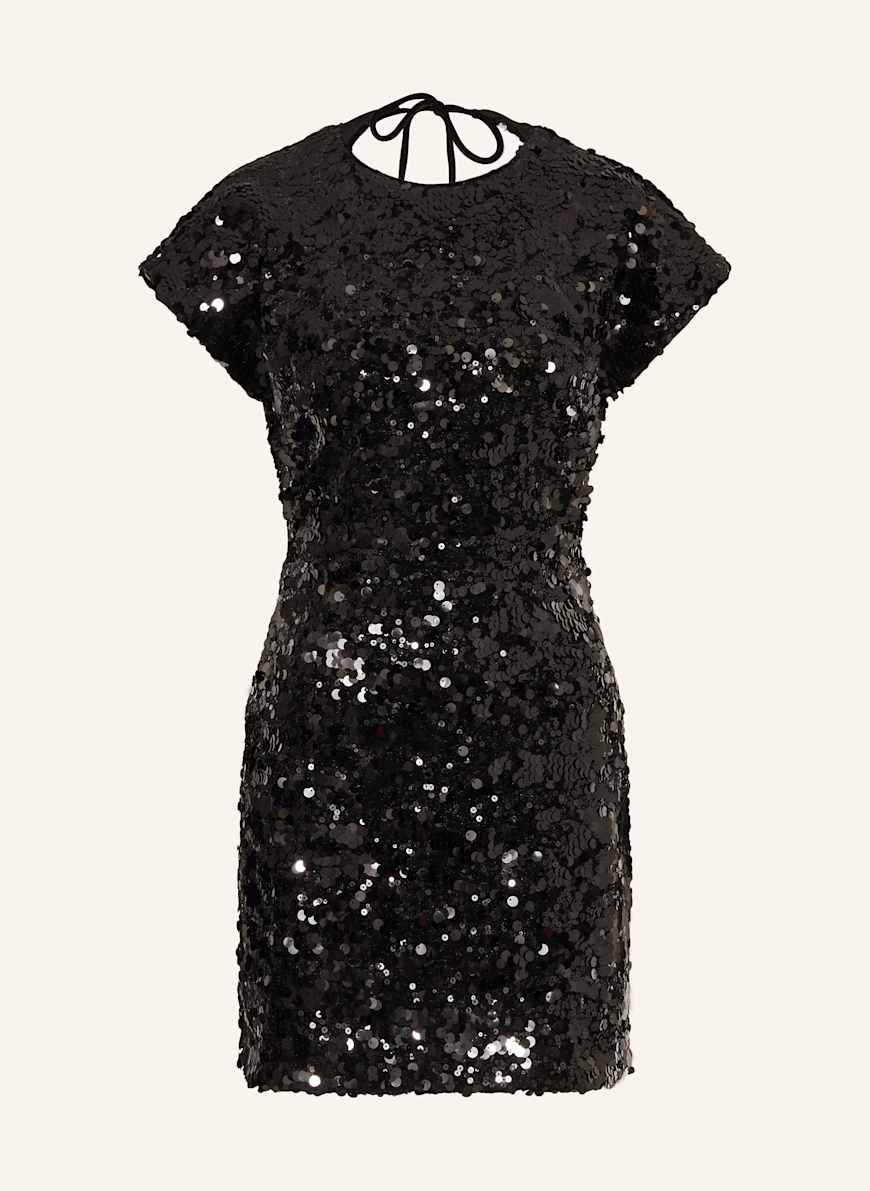 GANNI Dress with sequins and cut-out in black