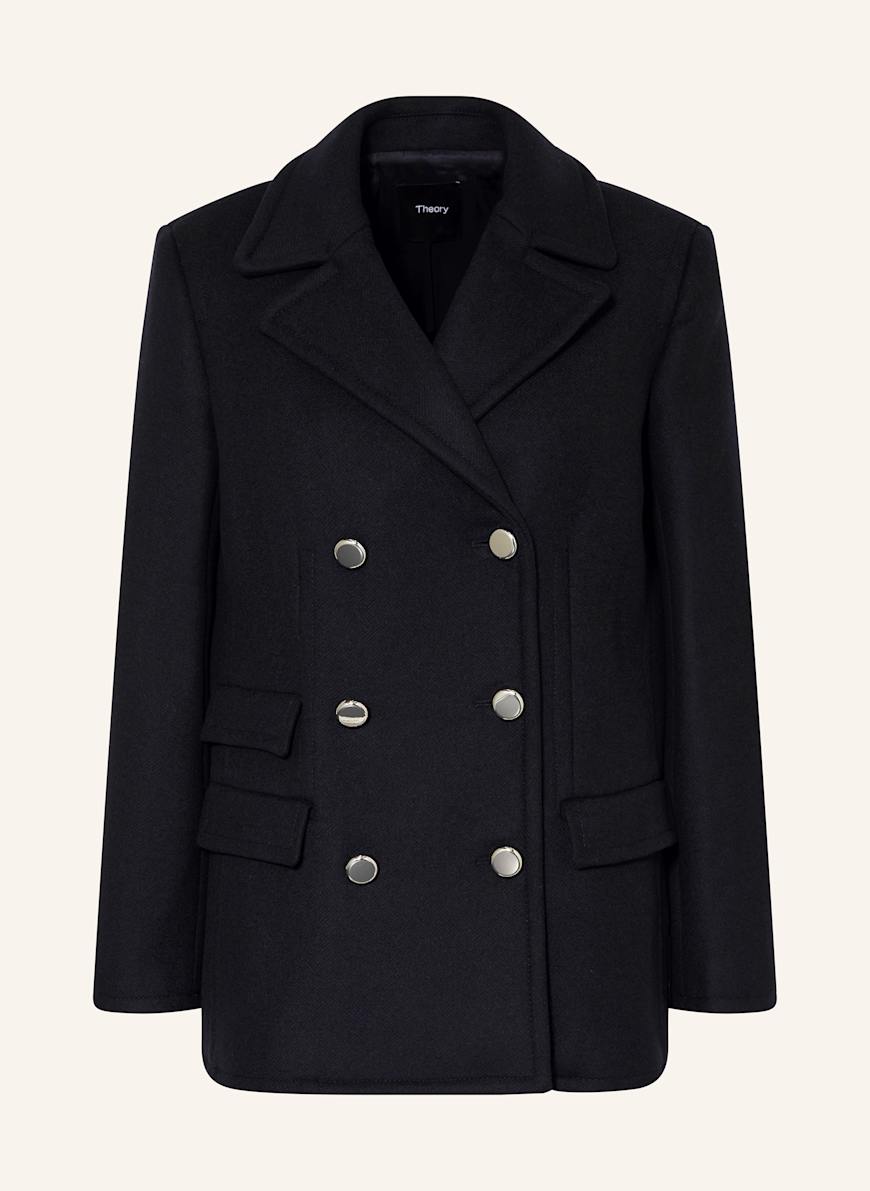 Theory black wool coat on sale