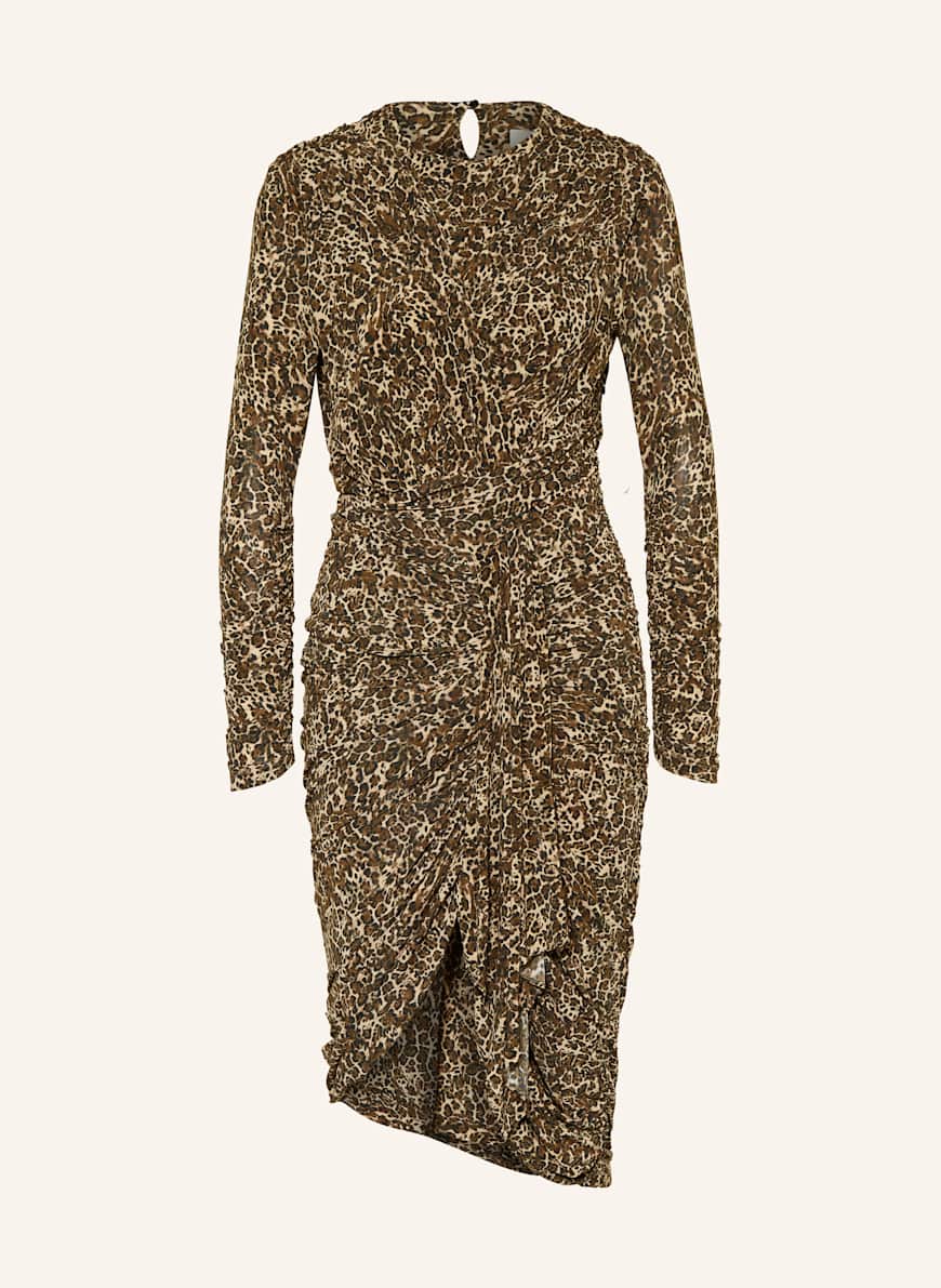 ISABEL MARANT Jerseykleid ZORAH in Wickeloptik: CREME/ SCHWARZ/ BRAUN