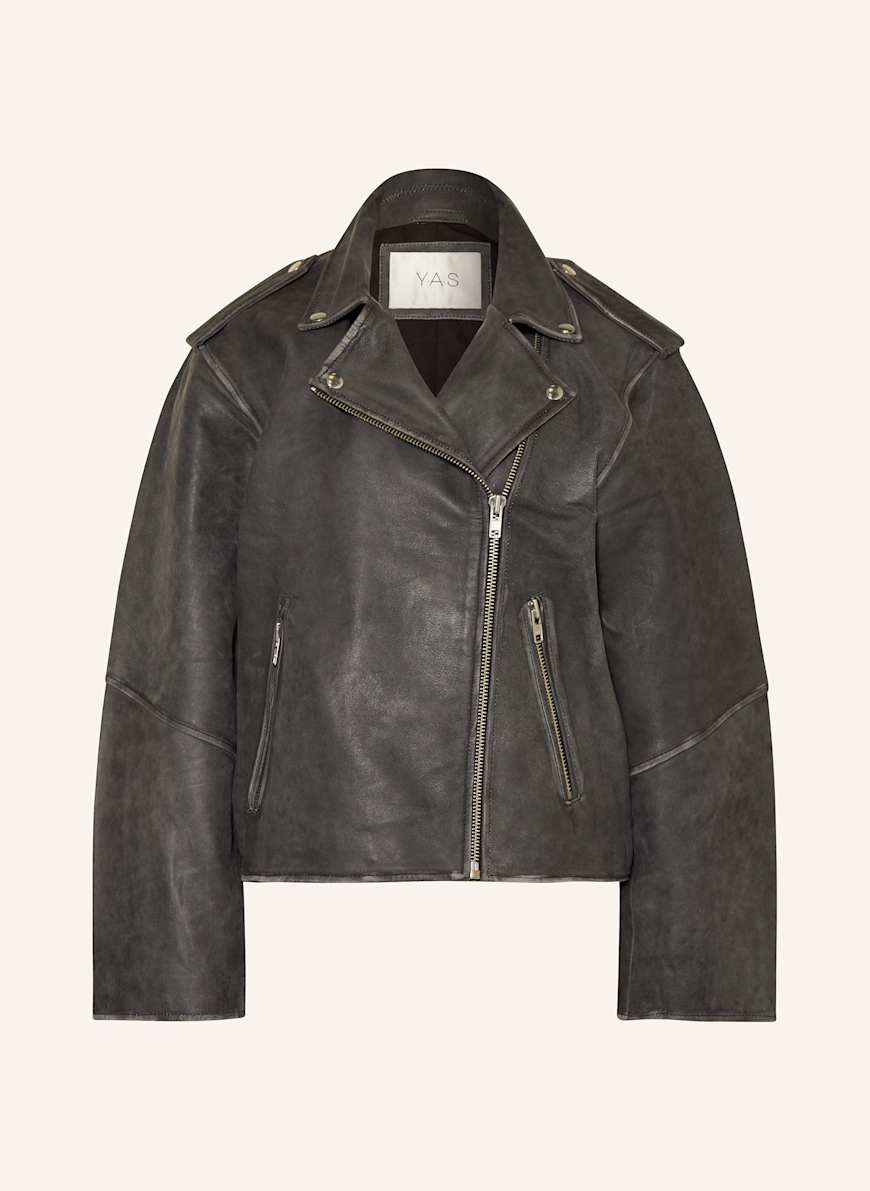 Lederjacke in dunkelgrau