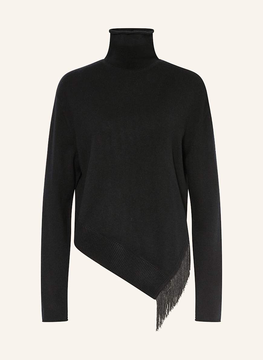 DOROTHEE SCHUMACHER Rollkragenpullover FRINGE STATEMENT mit Cashmere: SCHWARZ