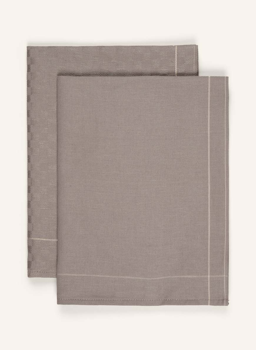 Ross Halbleinen Geschirrtücher 3er Pack – Exclusiv Silber, 50x70 Cm, Deutsche Qualität, Verschiedene Karo-Muster