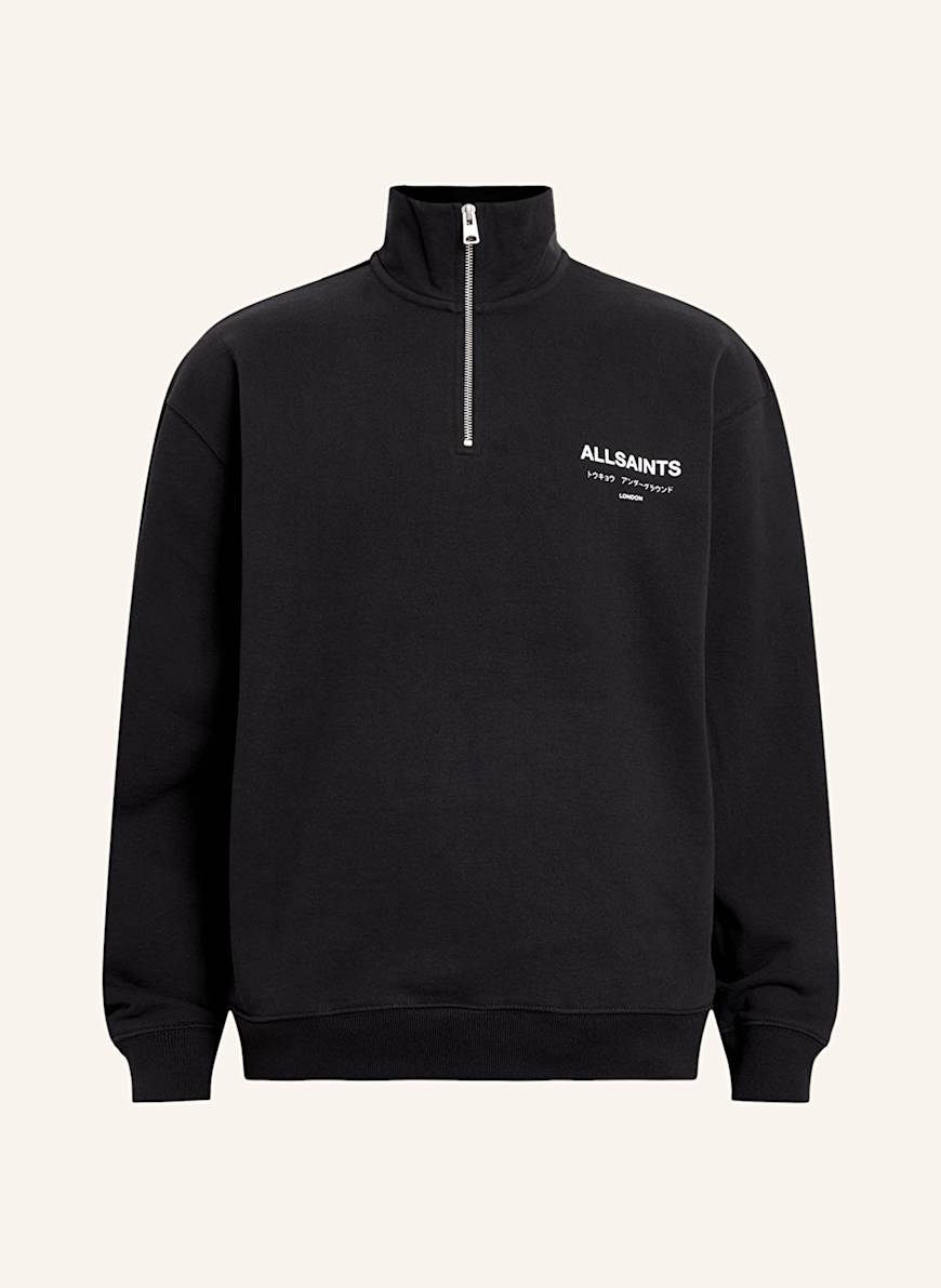 ★【Undermycar】SILENT SAINTS IN MULTI IRON CROSS ZIPPED HD ALLSAINTS Half-zip sweater UNDERGROUND in black/ white