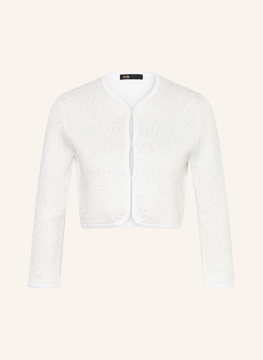 maje Strick-Bolero mit Pailletten: WEISS/ SILBER