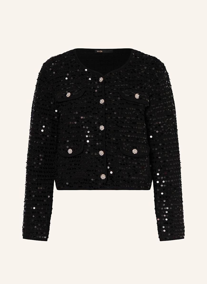 maje Tweed-Jacke mit Pailletten: SCHWARZ