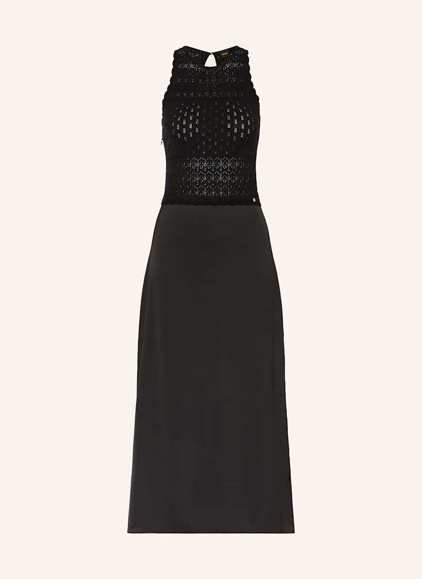 BOSS Kleid FAWRENCE im Materialmix: SCHWARZ