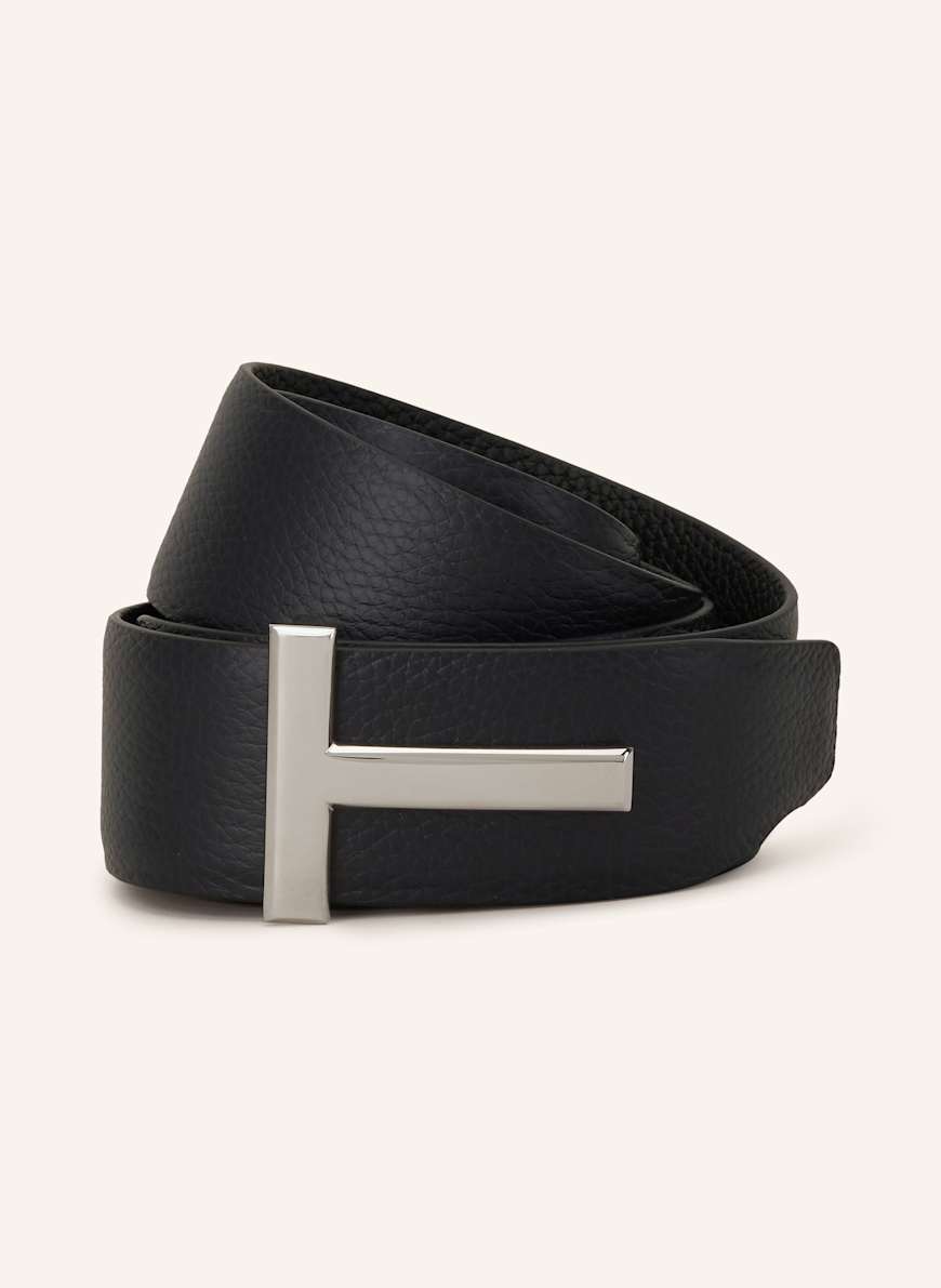 TOM FORD Ledergürtel: DUNKELBLAU/ SCHWARZ