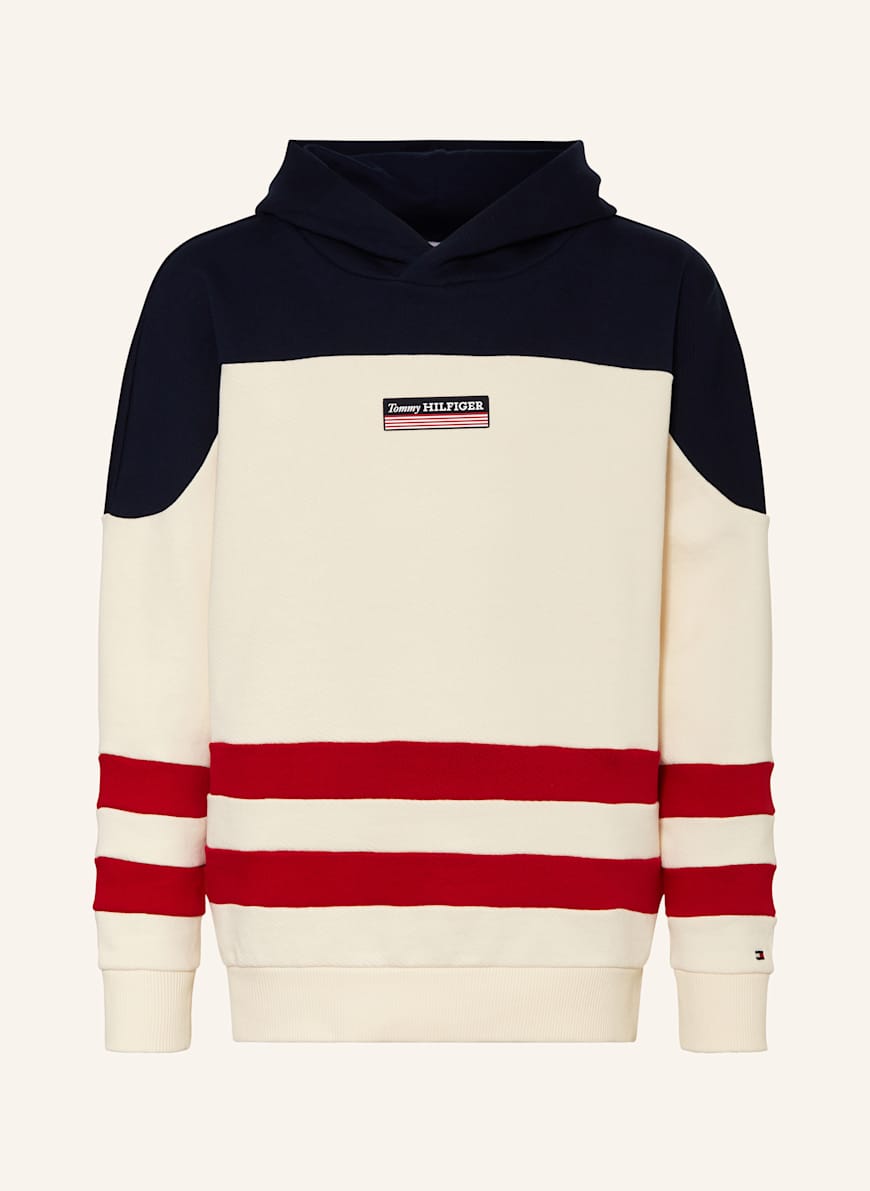 TOMMY HILFIGER Hoodie in ecru dunkelblau rot