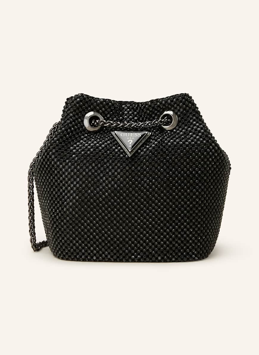 GUESS Umhängetasche ZALINA mit Schmucksteinen: SCHWARZ