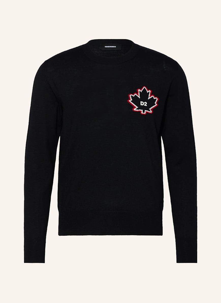 DSQUARED2 Pullover D2 LEAF: SCHWARZ